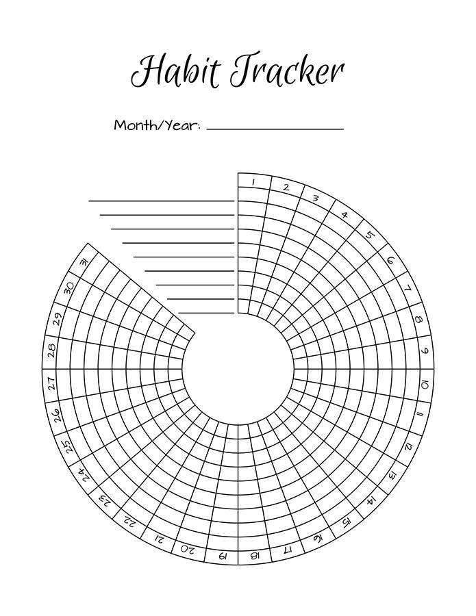 2 Bullet Journal Printable Habit Trackers Circle Habit Etsy Bullet