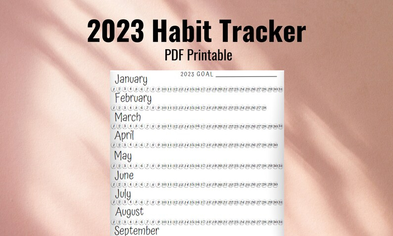 2023 Habit Tracker PDF Printable Minimalistic Goal Tracker Etsy New 