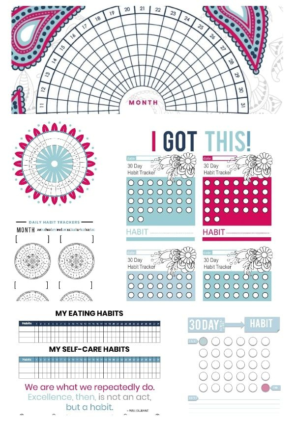  22 Printable Habit Trackers In Both Decorative And Minimalist Styles 