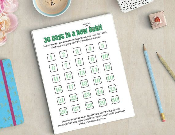 30 Days To A New Habit Tracker Worksheet PRINTABLE INSTANT DOWNLOAD 