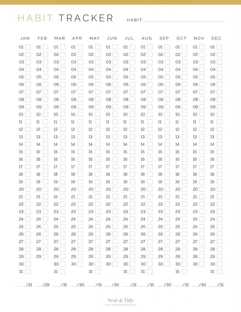 Annual Habit Tracker Neat And Tidy Design