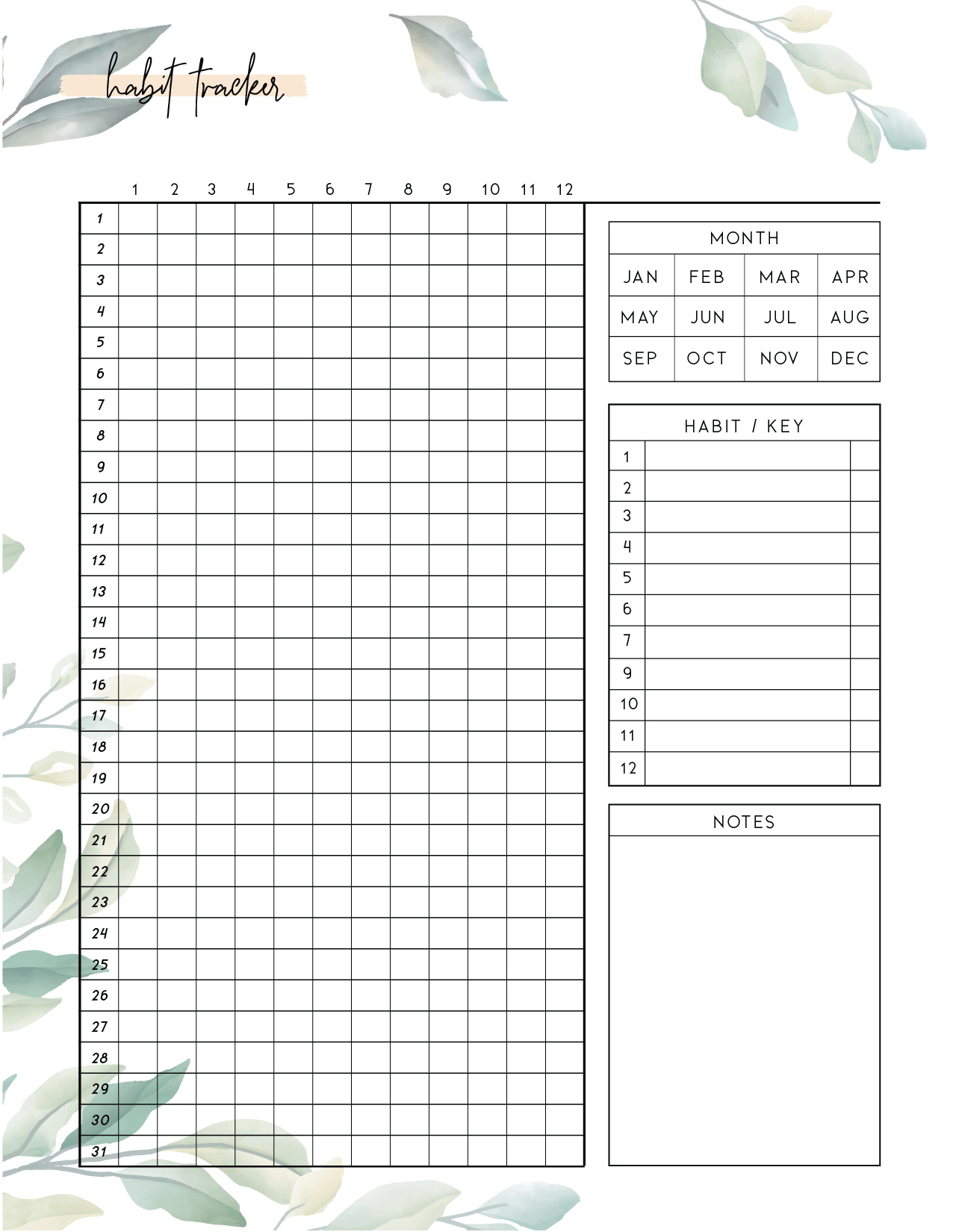 Art Collectibles To Do List Printable Abstract Boho Habit Tracker