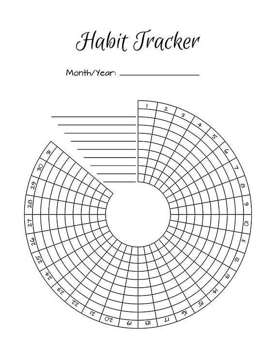 Bullet Journal Circular Habit Tracker Printable Template Bullet