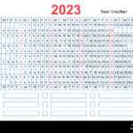Calendar Mood And Habit Tracker Grid 2023 Year Vector Design With Blue
