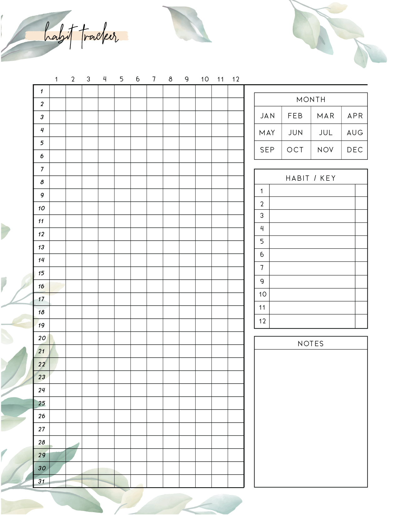 Calendars Planners Printable 365 Day Habit Tracker For Planners And 
