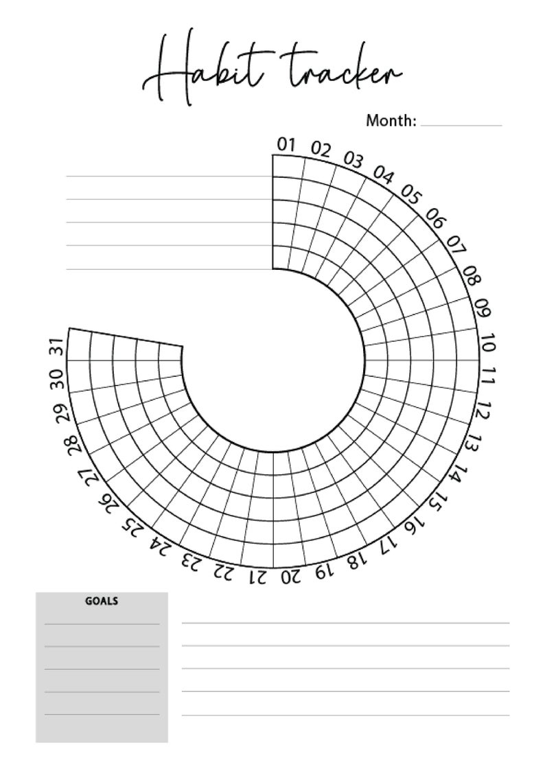 Circle Habit Tracker Printables PDF Monthly Weekly Circular Habit 