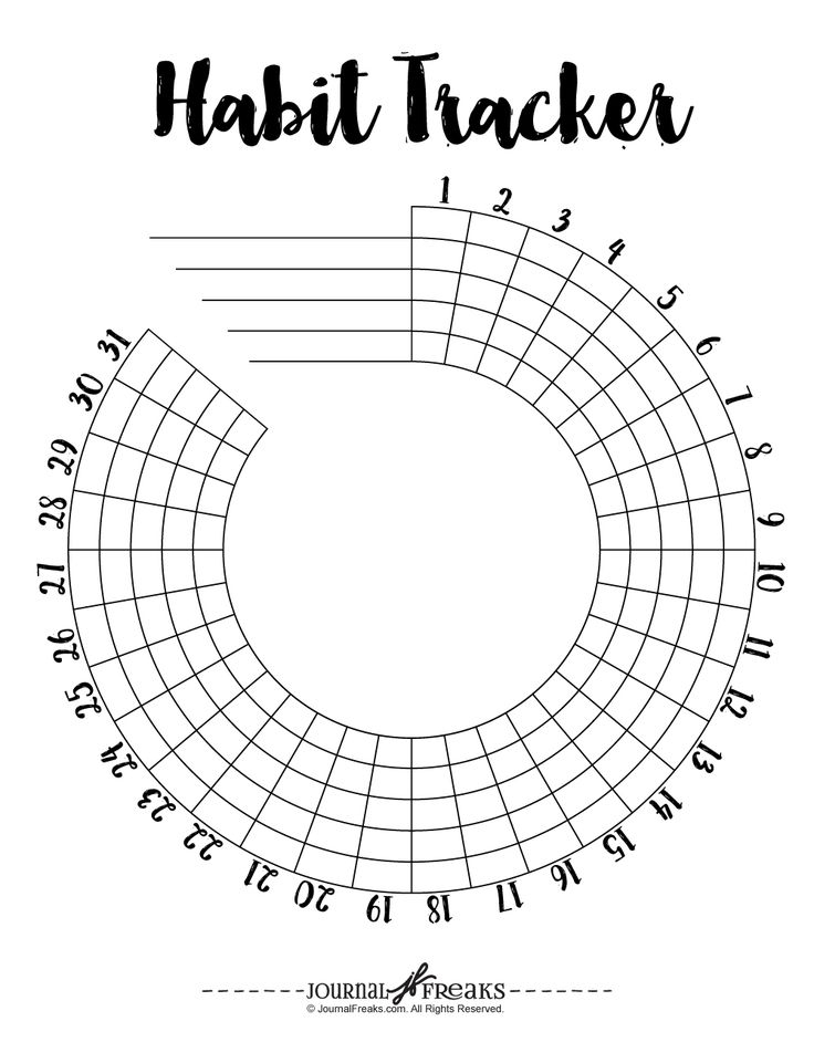 Circular 31 Day Habit Tracker Printable Bullet Journal Habit Tracker 