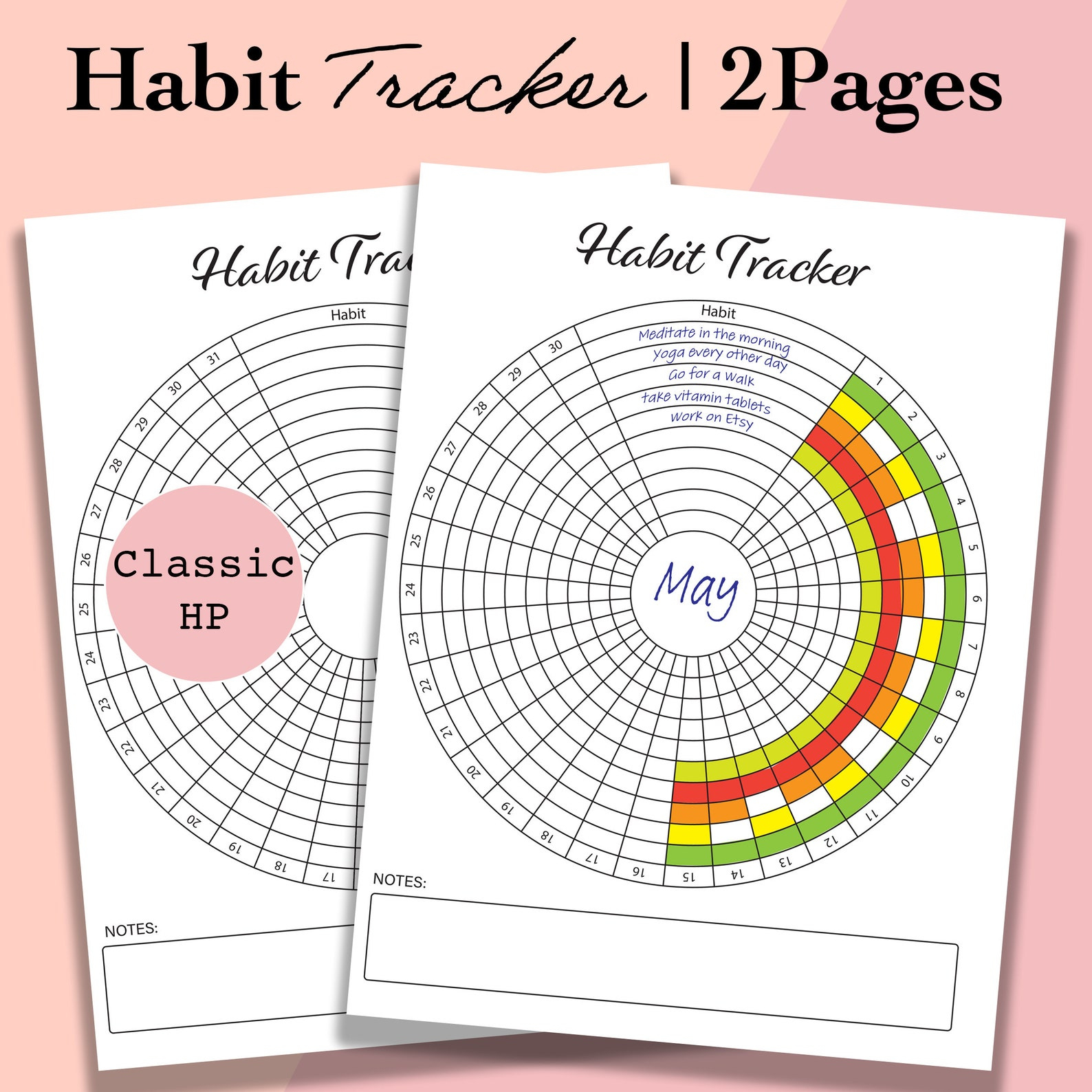 Classic Happy Planner Habit Tracker Printable Daily Monthly Etsy