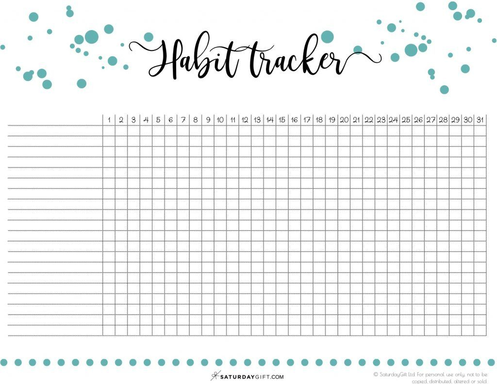 Daily Habit Tracker Free Printable Over 40 Ideas You Can Track 