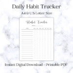 Daily Habit Tracker Printable Portrait Instant Download A4 Etsy Canada