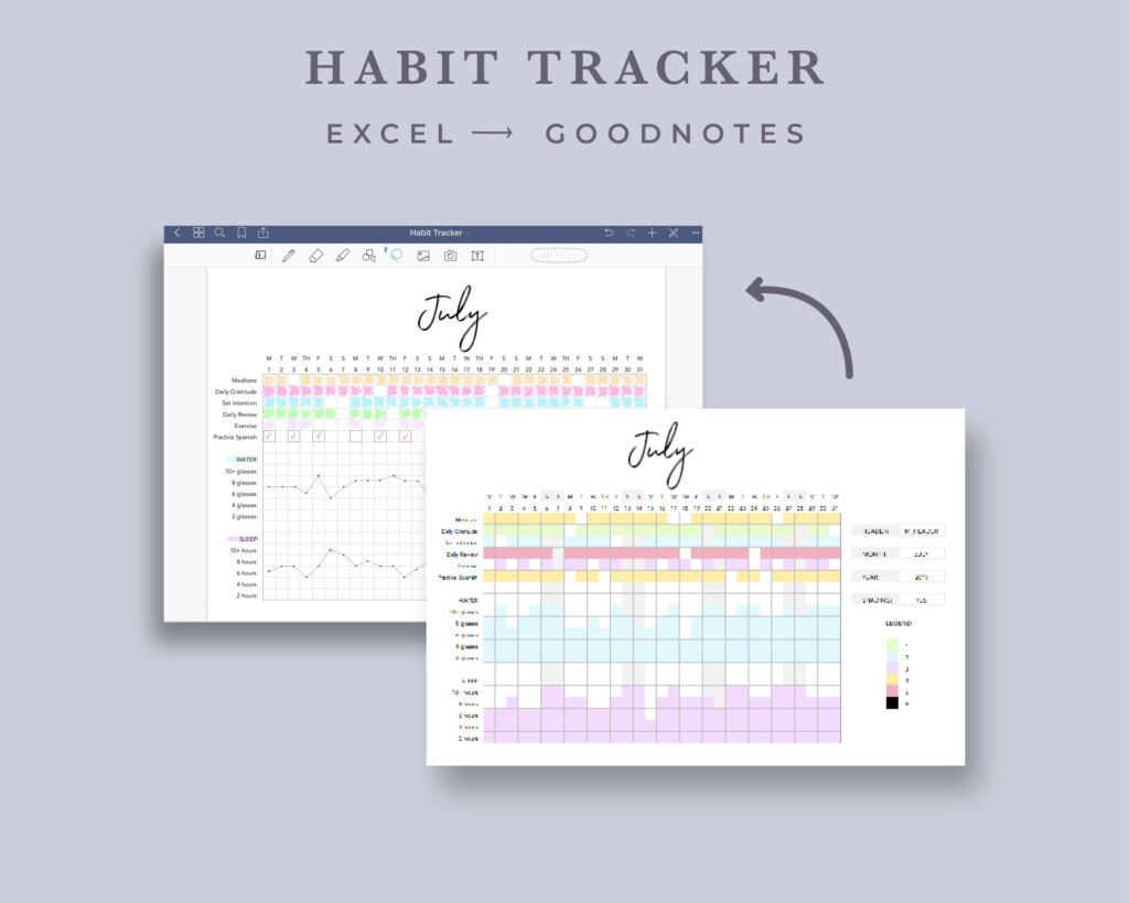 Digital Habit Tracker 2020 2021 PDF Trackers Microsoft Etsy Habit 