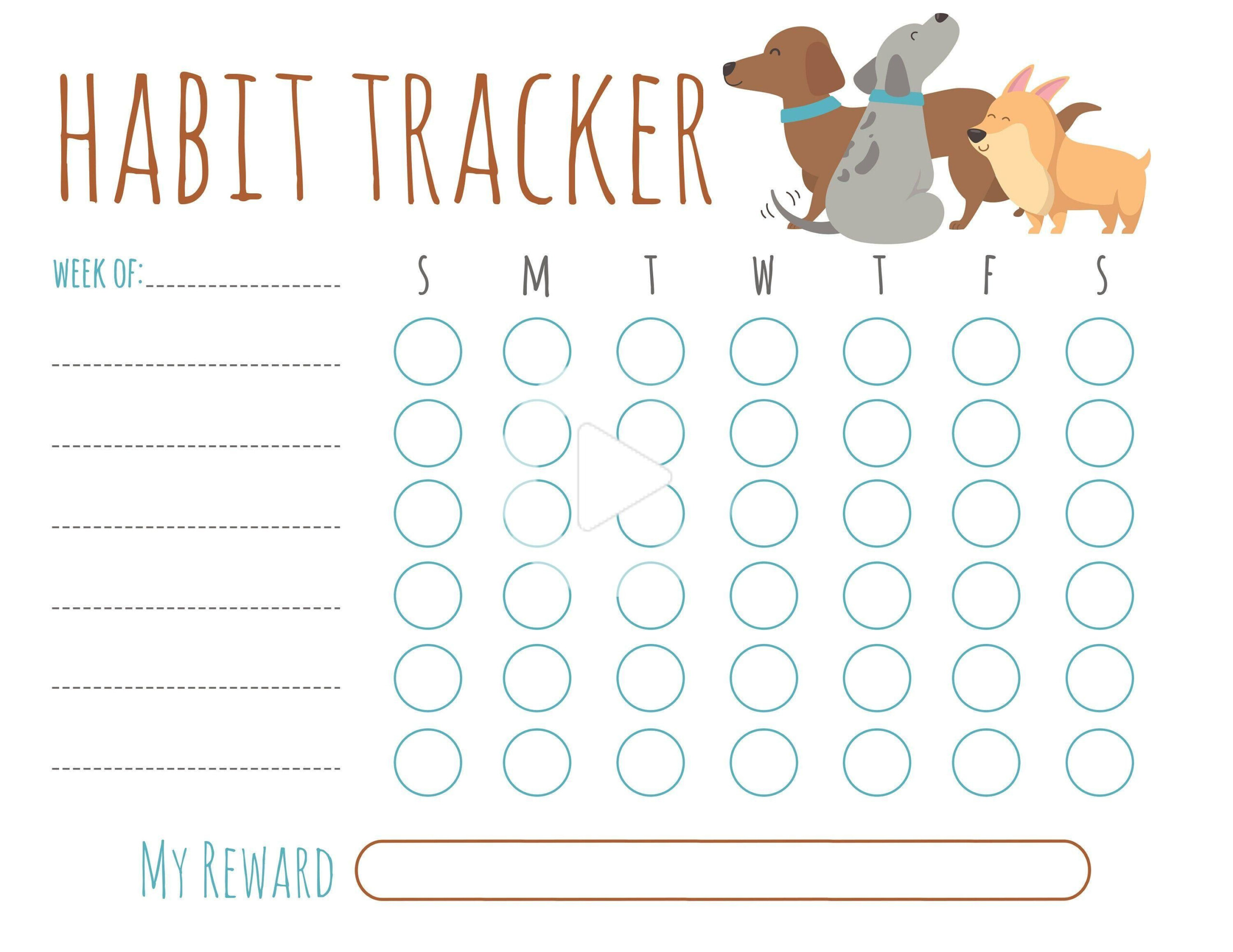 Editable Habit Tracker Printable Habit Trackers Chore Charts Reward 