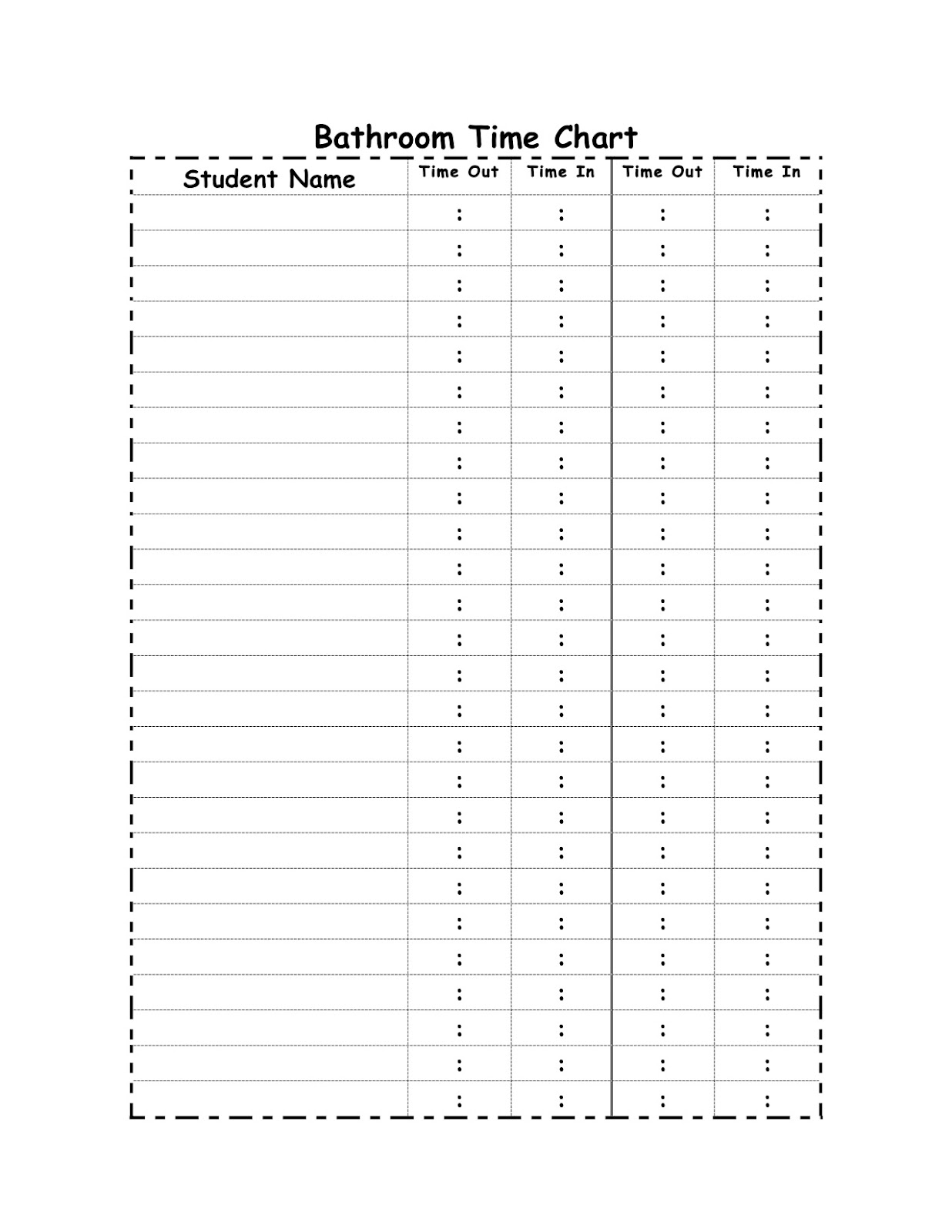 First Grade Fingerprints Freebie Friday Bathroom Time Tracker