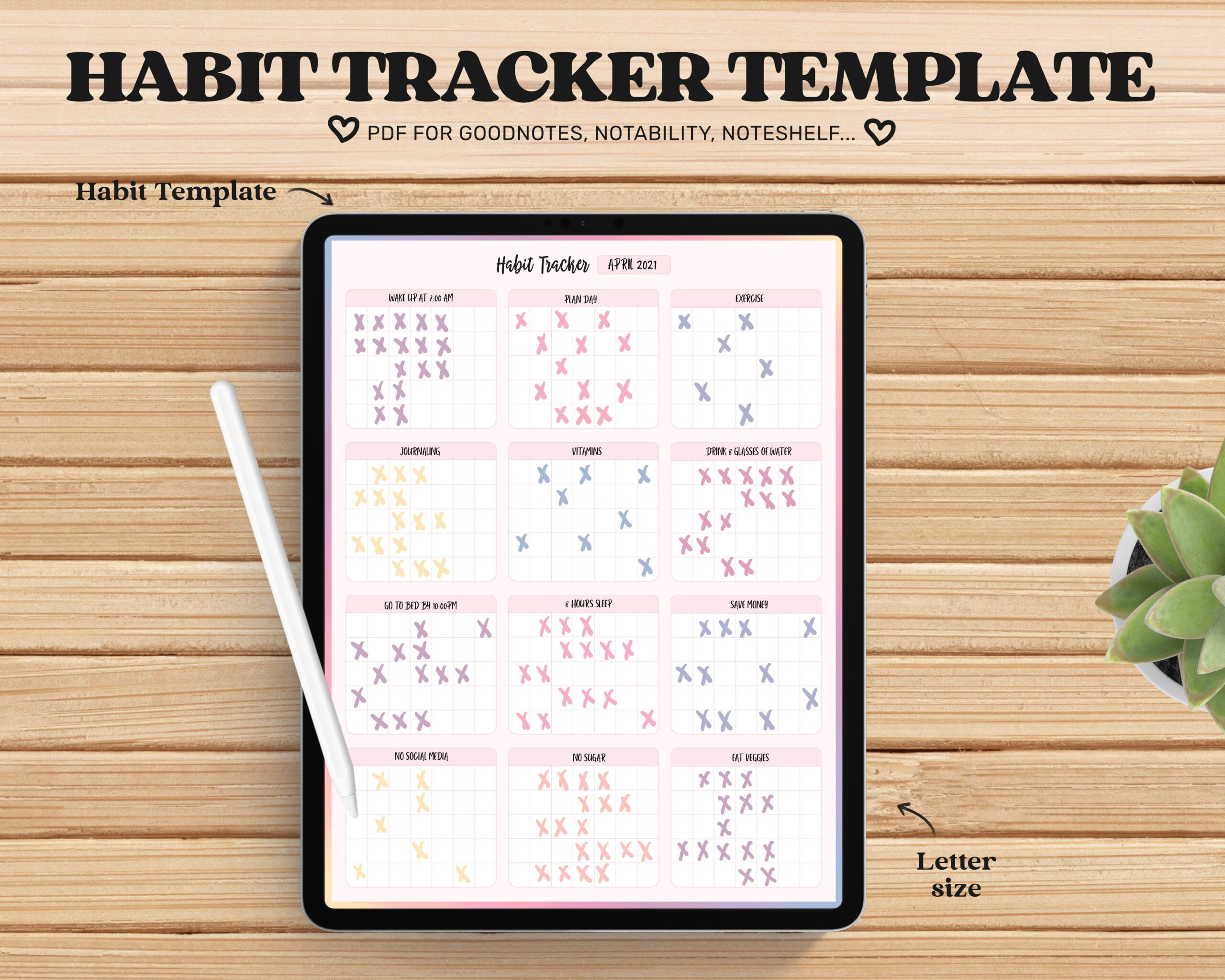 Goodnotes Template Habit Tracker PDF Digital Bullet Journal Etsy 