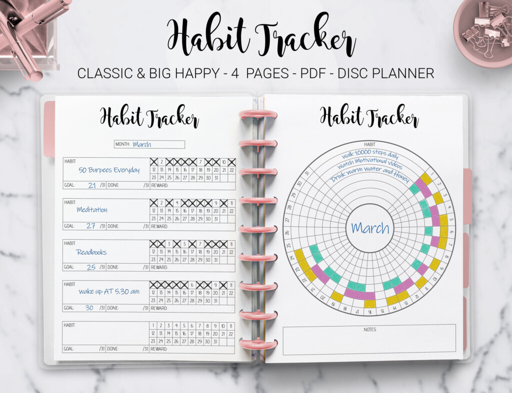 Habit Tracker Circular Habit Tracker Monthly Yearly Habit Etsy
