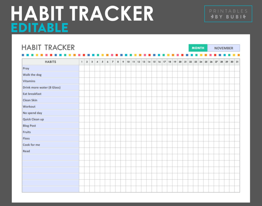 Habit Tracker Excel Template Free Portal Tutorials