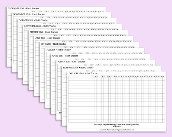 Habit Tracker Full Year To Fit Large Moleskine Habit Tracker 