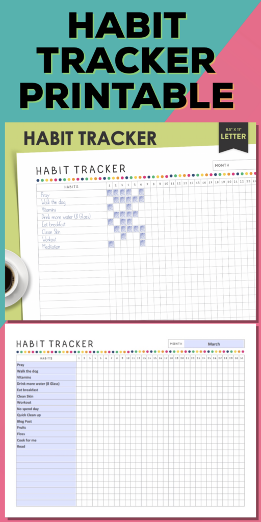 Habit Tracker Goal Tracker 30 Day Challenge Healthy Habits Etsy 