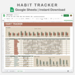 Habit Tracker Google Sheet Habit Tracker Spreadsheet Goal Etsy