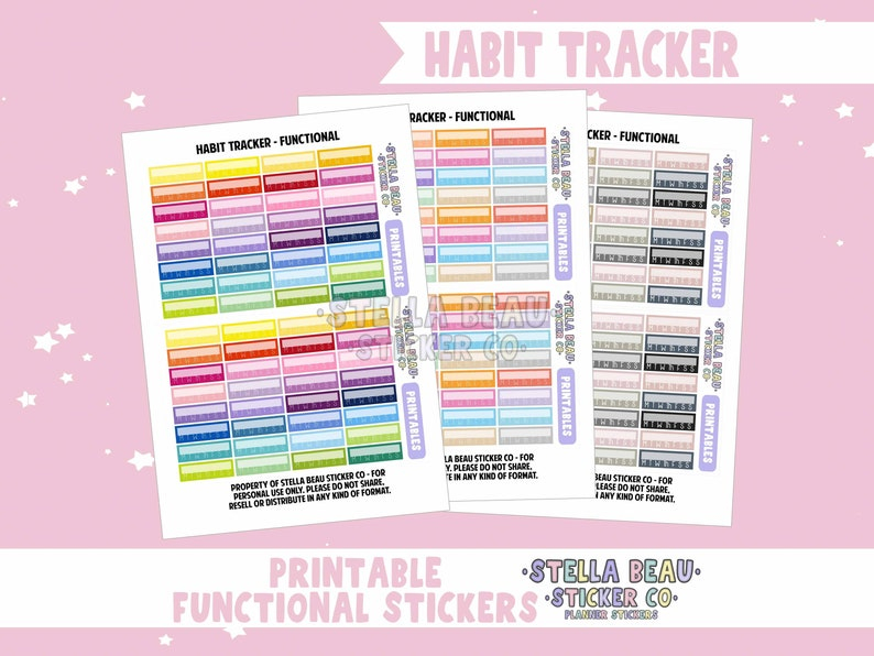 Habit Tracker Labels Printable Functional Stickers Printable Etsy Ireland