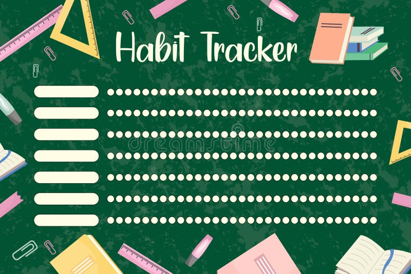 Habit Tracker Paper Sheet Doodle Hand Drawn Vector Illustration Of