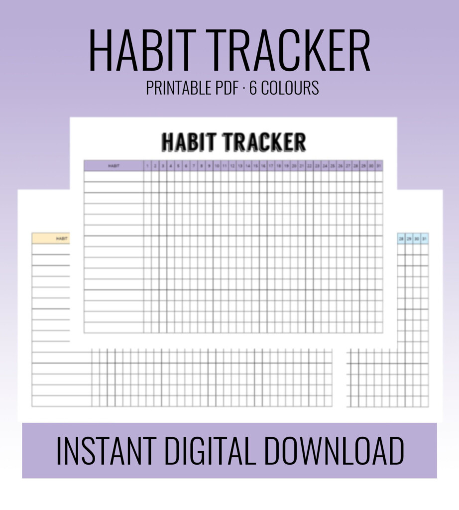 Habit Tracker Printable 6 Colors A4 Landscape Digital Etsy UK Habit 