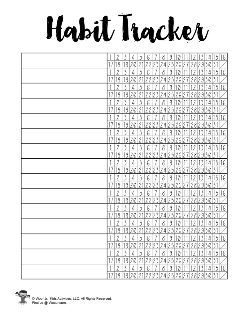 Habit Tracker Printable For Kids Woo Jr Kids Activities Children 