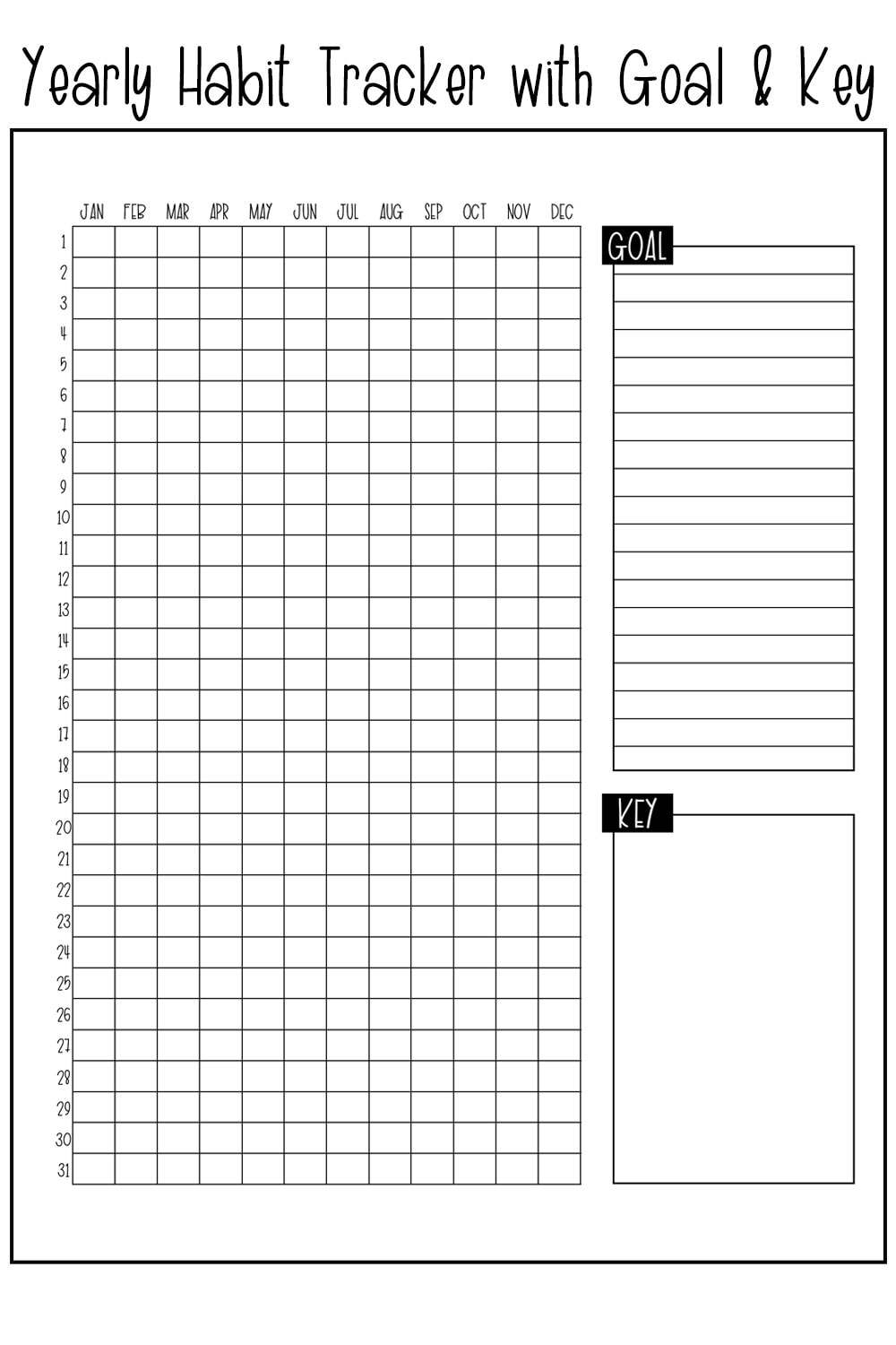 Habit Tracker Template Yearly Habit Tracker Printable 