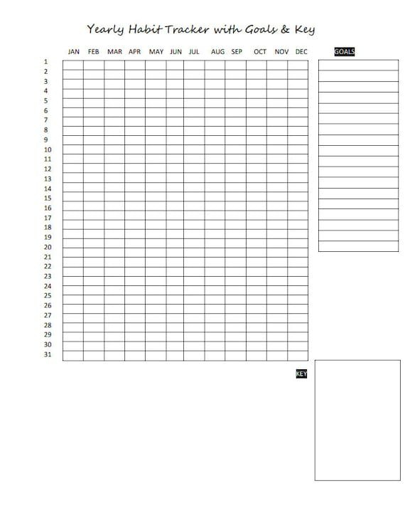 Habit Tracker Template Yearly Habit Tracker Printable Etsy In 2021 