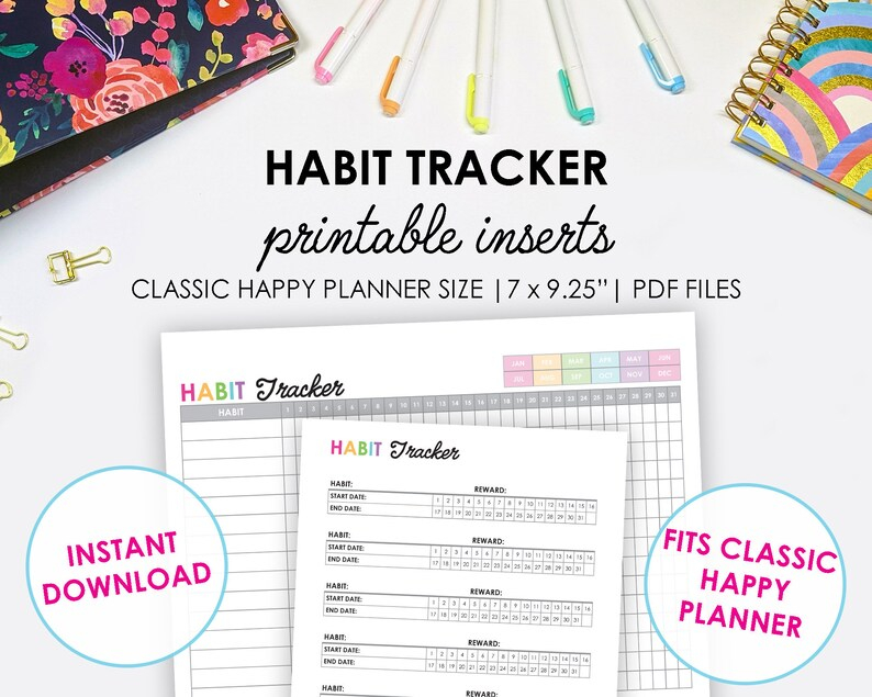 Happy Planner Classic Habit Tracker 2020 Planner Printable Etsy