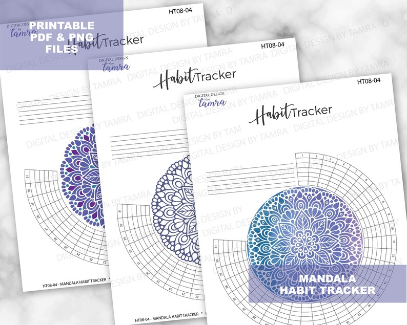 HT08 04 Habit Tracker Mandala Printable Planner Habit Etsy