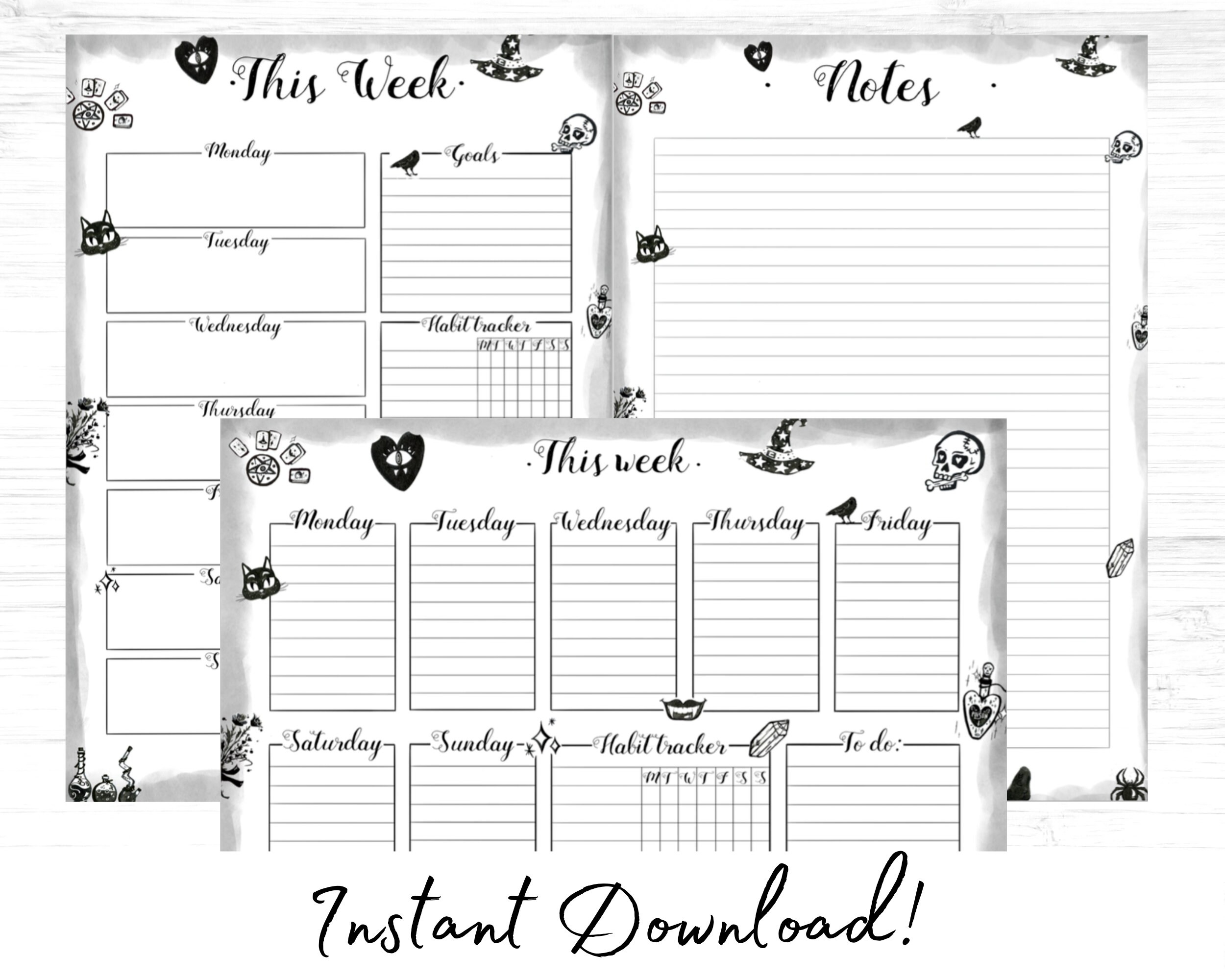 Magic Witch Weekly Planner Printable Instant Download Etsy