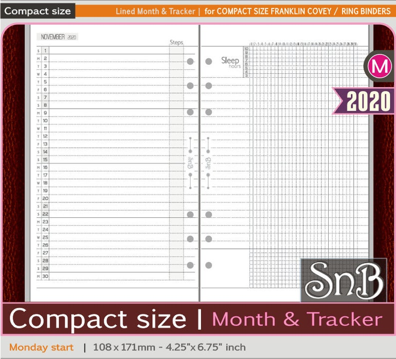 Monthly Habit Tracker 41 FC Compact Franklin Covey Planner Inserts