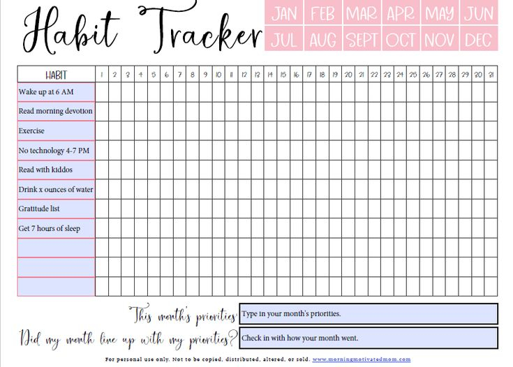 Monthly Habit Tracker Printable Habit Tracker Printable Habit