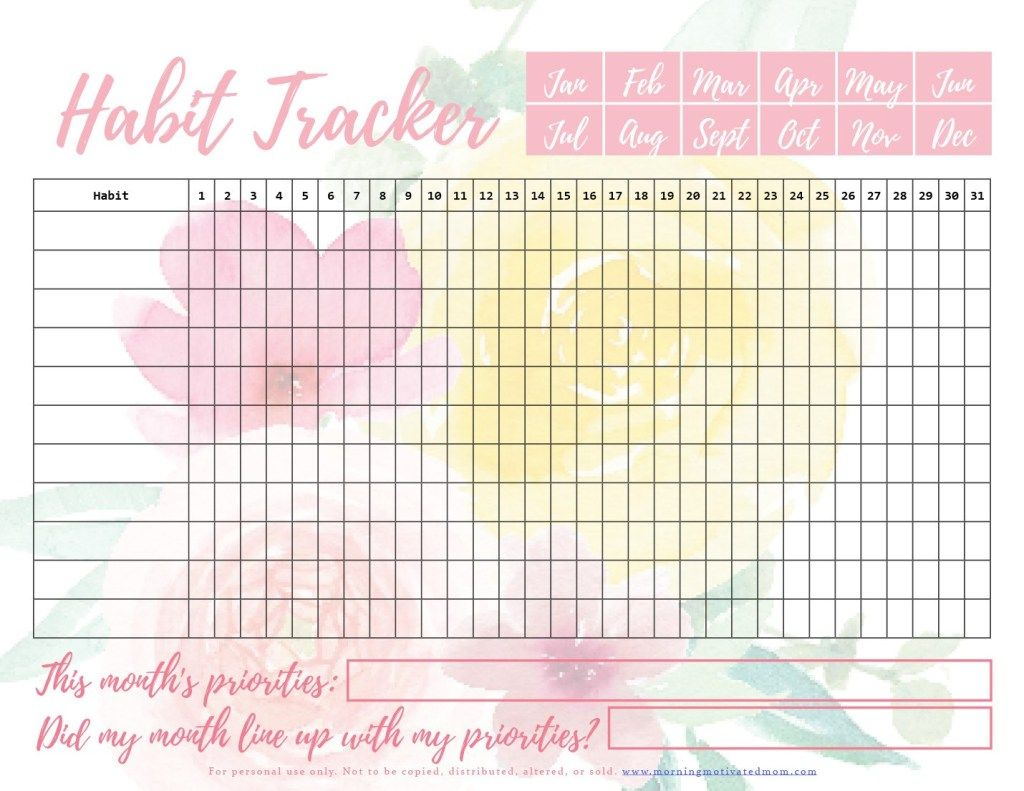 Monthly Habit Tracker Printable Habit Tracker Printable Habit