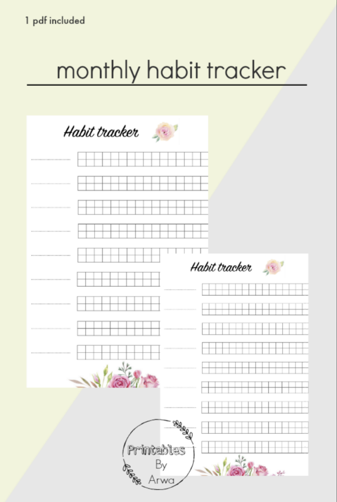 Monthly Vertical Habit Tracker Printable To Insert In Your Planner Or 