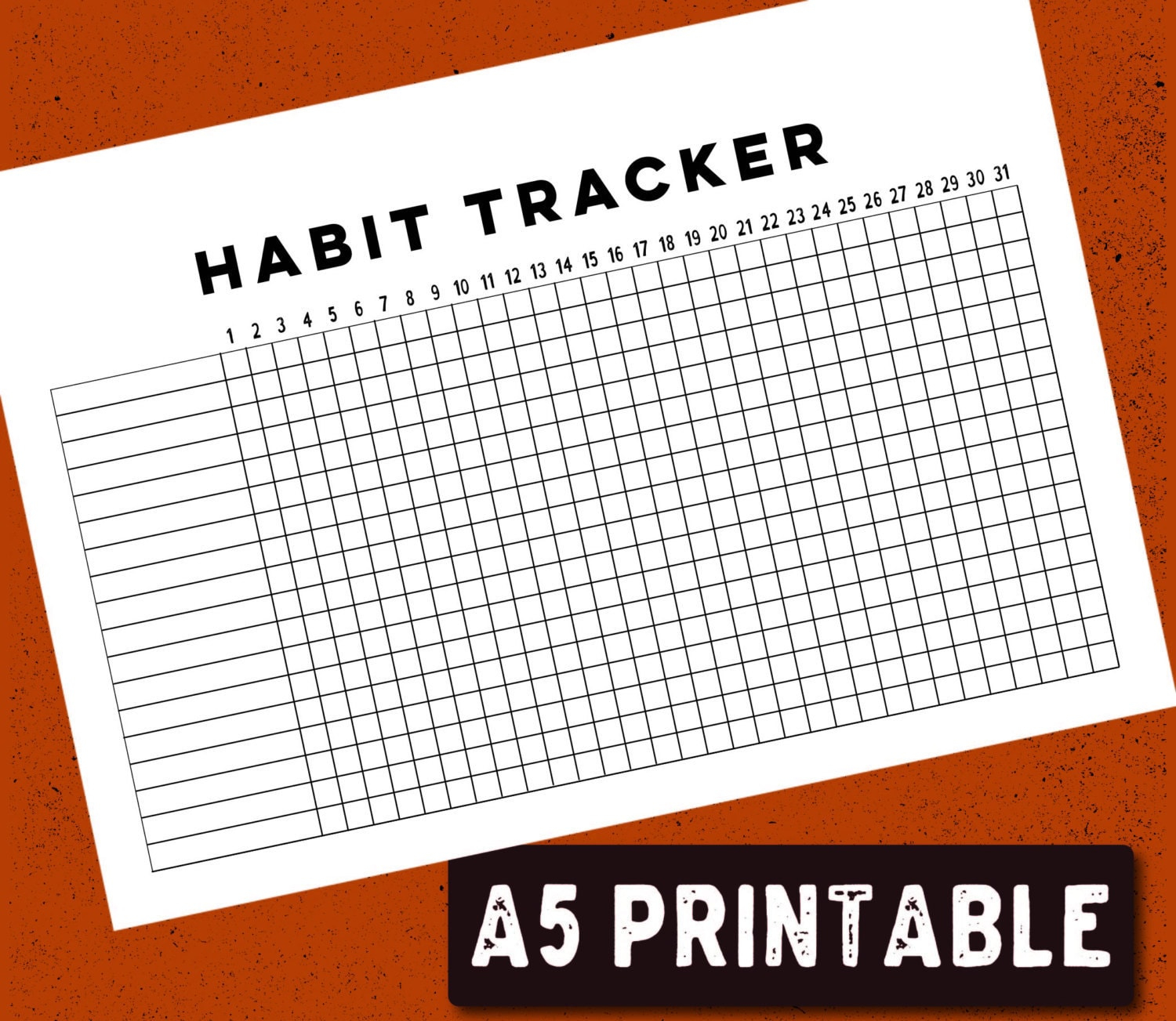 PRINTABLE Bullet Journal Habit Tracker A5