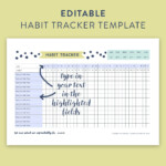 Printable Editable Habit Tracker Habit Tracker Printable Habit