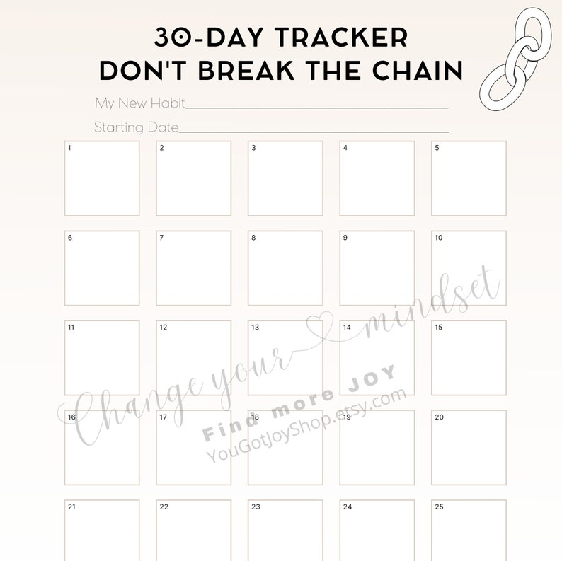 PRINTABLE Habit Tracker Don t Break The Chain Tracker Etsy UK