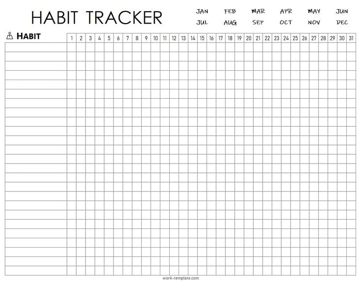 Printable Habit Tracker Template Blank 30 Days Challenge Guide 