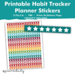 PRINTABLE Star Habit Tracker Planner Stickers Daily Weekly Fitness