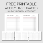 Printable Weekly Habit Tracker Habit Tracker Habit Tracker Printable