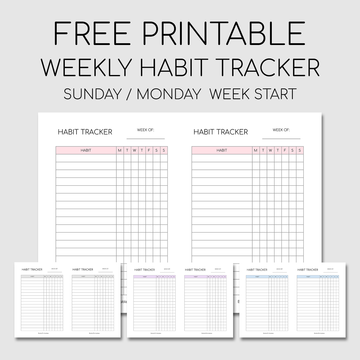 Printable Weekly Habit Tracker Habit Tracker Habit Tracker Printable 