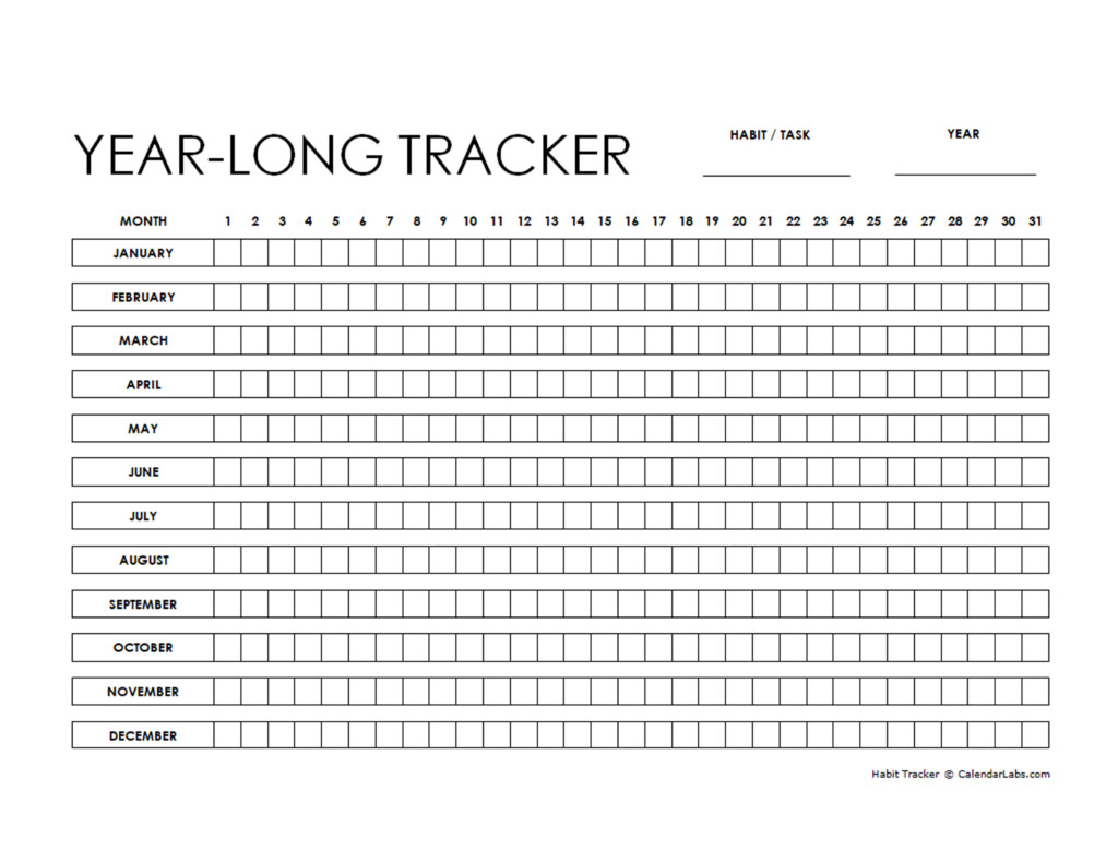 Printable Year Long Habit Tracker Free Printable Templates