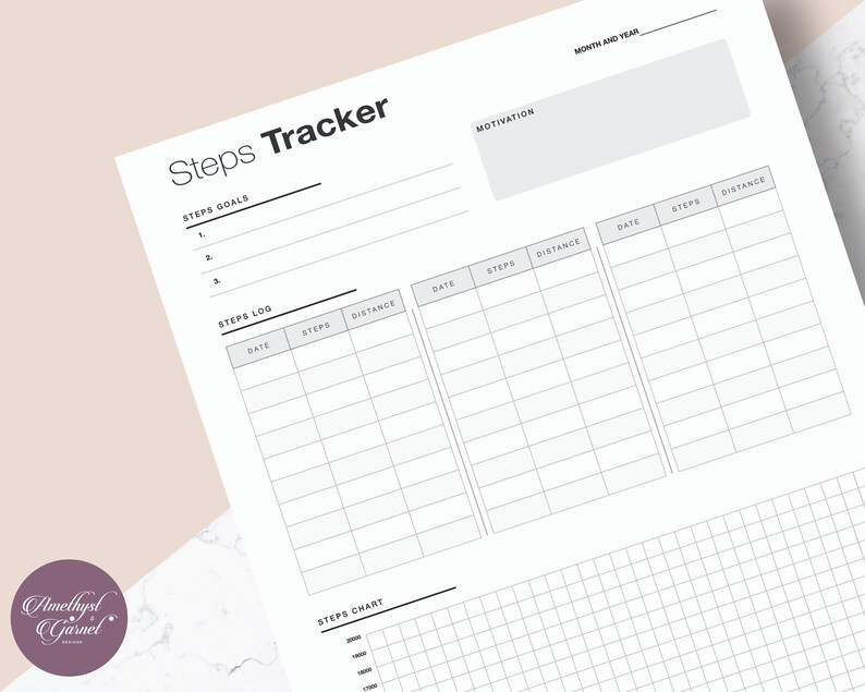 Steps Tracker Daily Habit Tracker Planner Tracker Printable Etsy