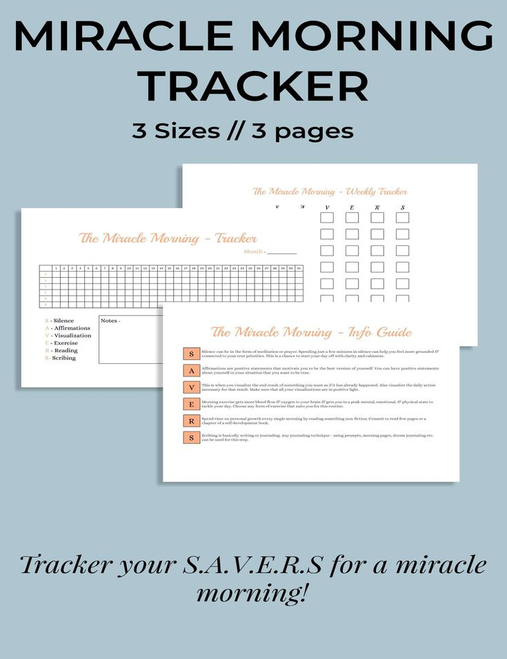 The Miracle Morning Routine Printable Miracle Morning Tracker Miracle Morning Life SAVERS 