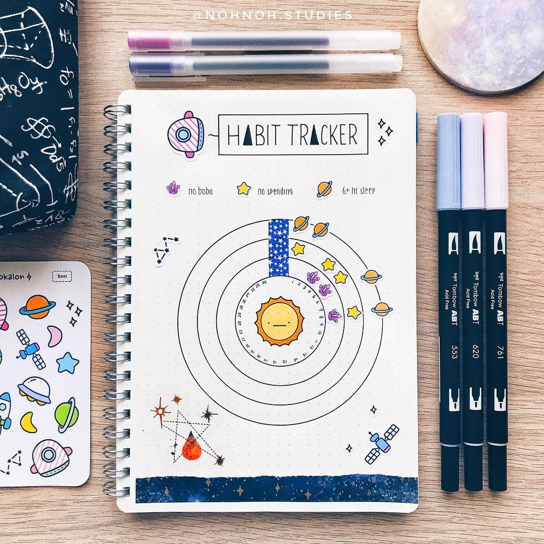 Tracking Habits Using Our Space themed Stickers Wanted To Try 