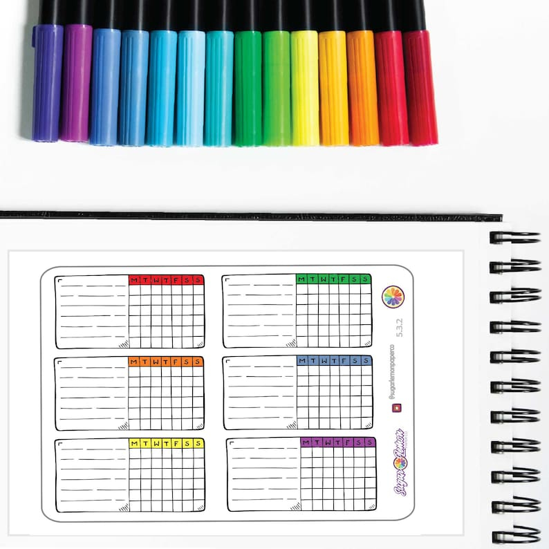 Weekly Bold Rainbow Habit Tracker Planner Stickers Etsy