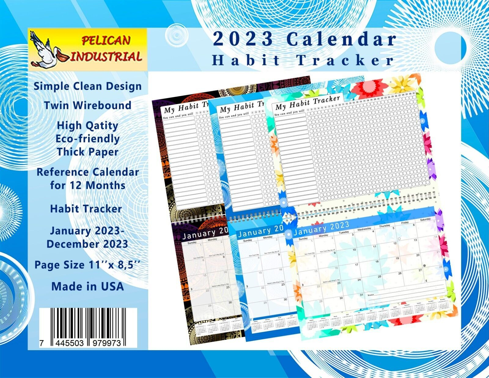 2023 Monthly Desktop Wall Calendar Planner Habit Tracker Edition 