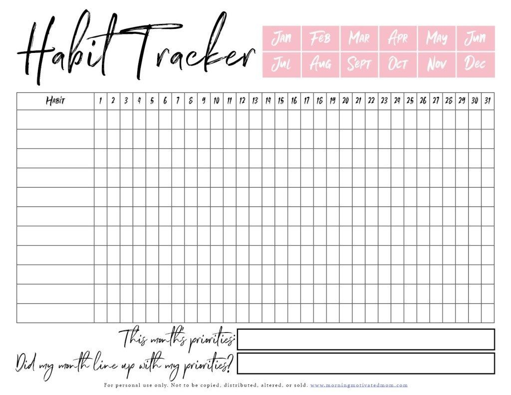 21 Free Printable Habit Trackers Habit Tracker Printable Mini Habits 